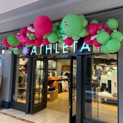 Balloon arch over athleta store